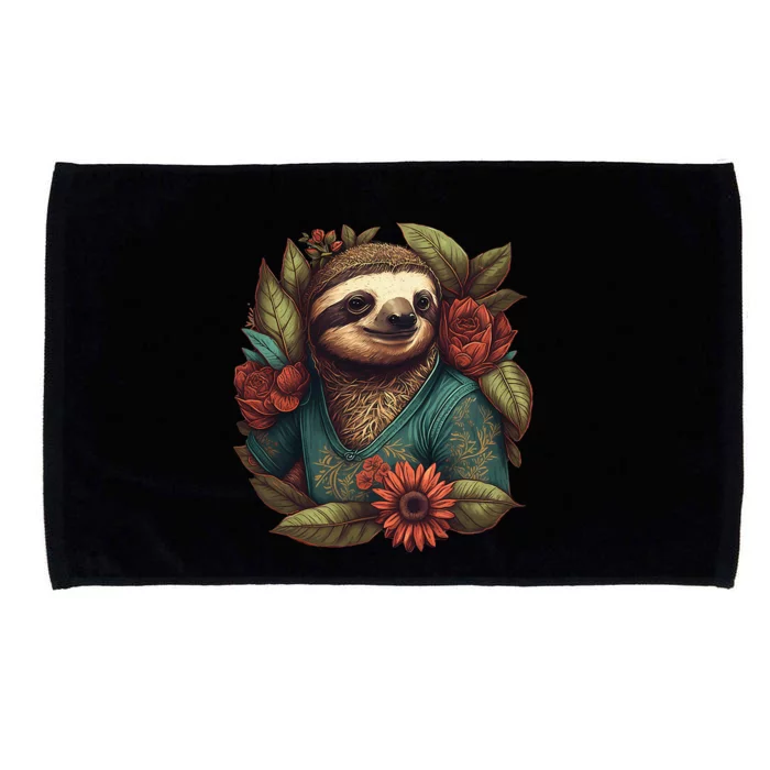 Happy-go-Lucky Sloth funny animal lover Microfiber Hand Towel