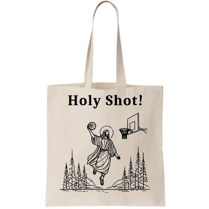 Holy Shot! Funny Jesus Playing Basketball Tote Bag