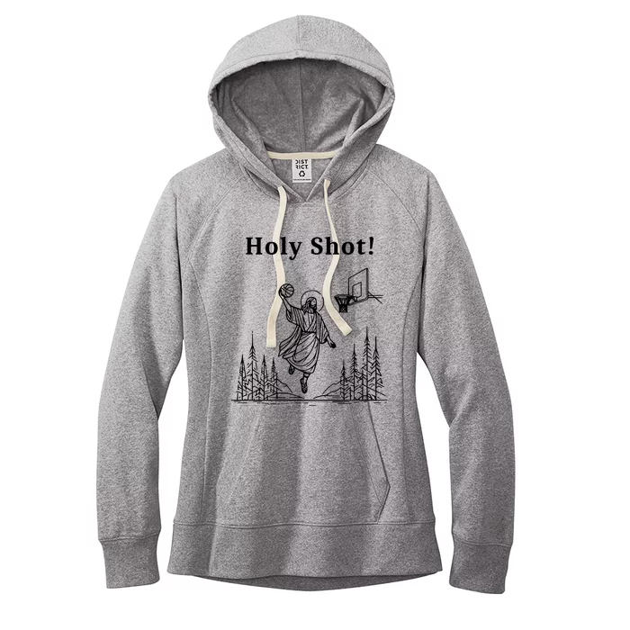 Holy Shot! Funny Jesus Playing Basketball Women's Fleece Hoodie