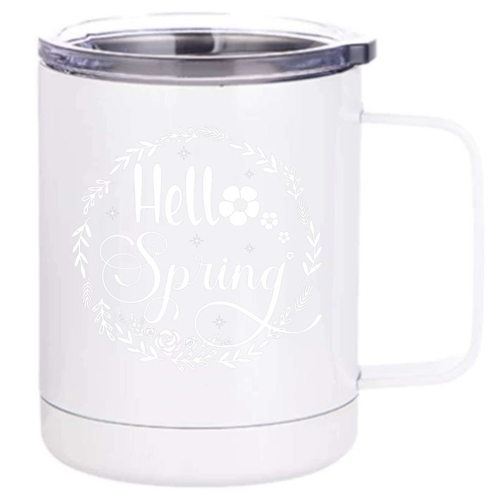 Hello Spring Flowers Sunshine Easter Front & Back 12oz Stainless Steel Tumbler Cup