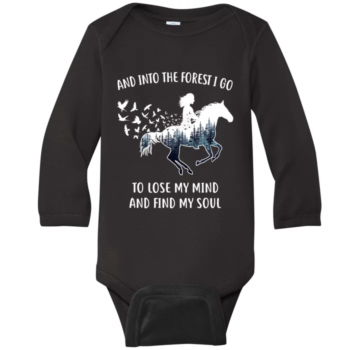 Horse Shirts For Women: Into The Forest I Go Horse Riding TShirt Baby Long Sleeve Bodysuit