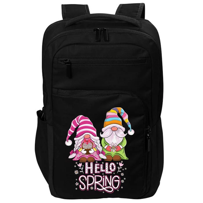 Hello Spring Floral Gnomes Couple Daisy Flowers Spring Gnome Impact Tech Backpack