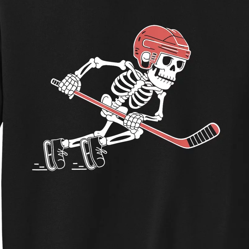 Halloween Spooky Funny Skeleton Playing Ice Hockey Lovers Gift Tall Sweatshirt