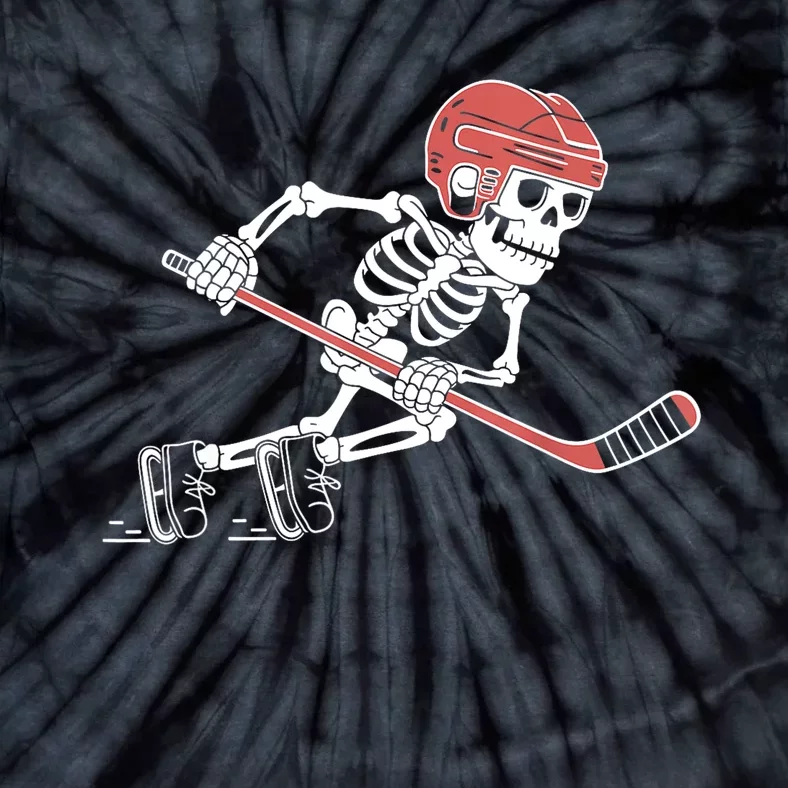 Halloween Spooky Funny Skeleton Playing Ice Hockey Lovers Gift Tie-Dye T-Shirt