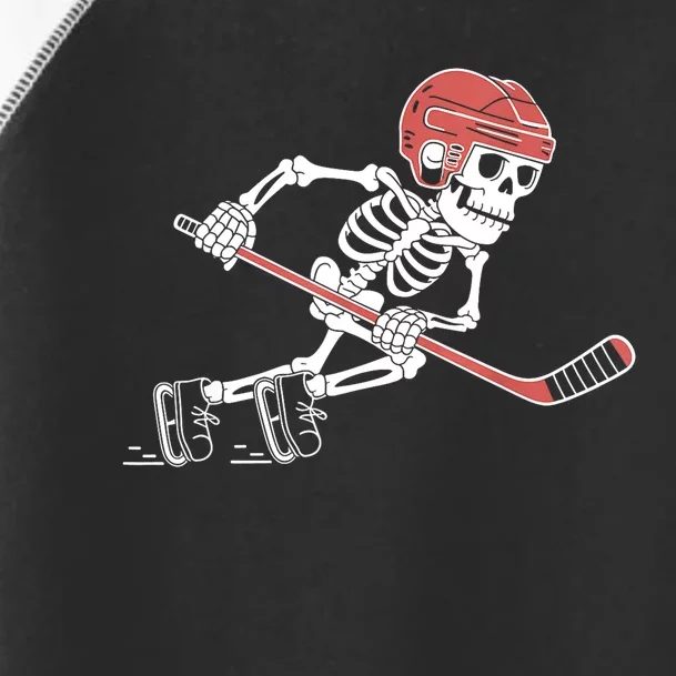 Halloween Spooky Funny Skeleton Playing Ice Hockey Lovers Gift Toddler Fine Jersey T-Shirt