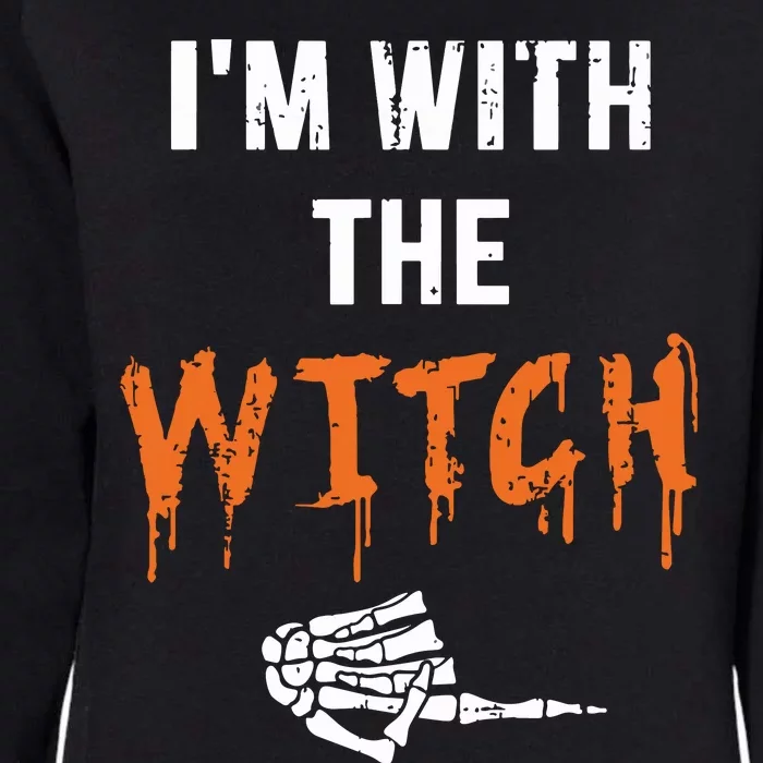 Halloween Shirt For Husbands I'm With The Witch She Be Crazy Womens California Wash Sweatshirt