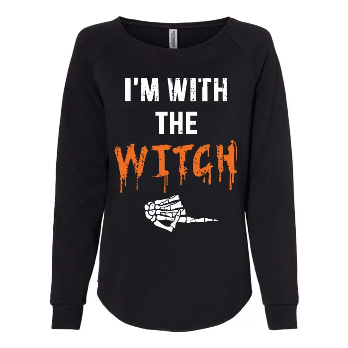 Halloween Shirt For Husbands I'm With The Witch She Be Crazy Womens California Wash Sweatshirt