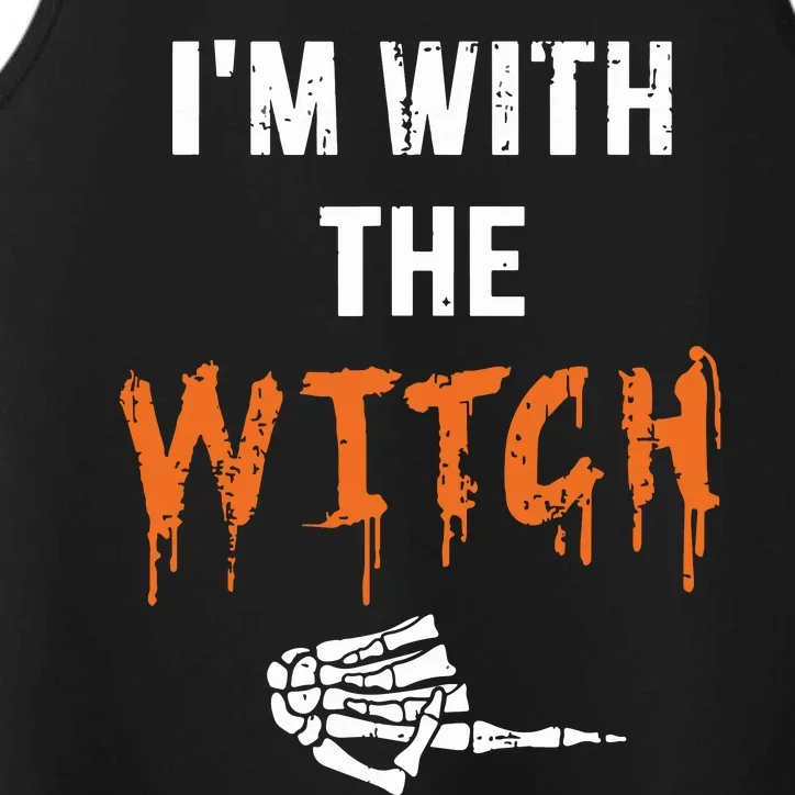 Halloween Shirt For Husbands I'm With The Witch She Be Crazy Performance Tank