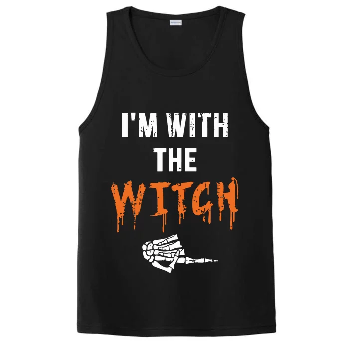 Halloween Shirt For Husbands I'm With The Witch She Be Crazy Performance Tank