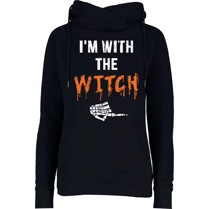 Halloween Shirt For Husbands I'm With The Witch She Be Crazy Womens Funnel Neck Pullover Hood