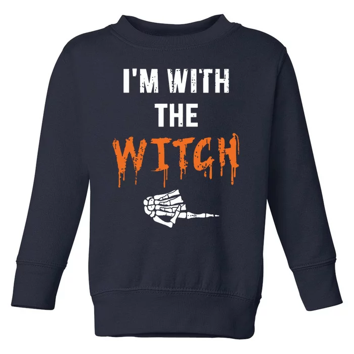 Halloween Shirt For Husbands I'm With The Witch She Be Crazy Toddler Sweatshirt