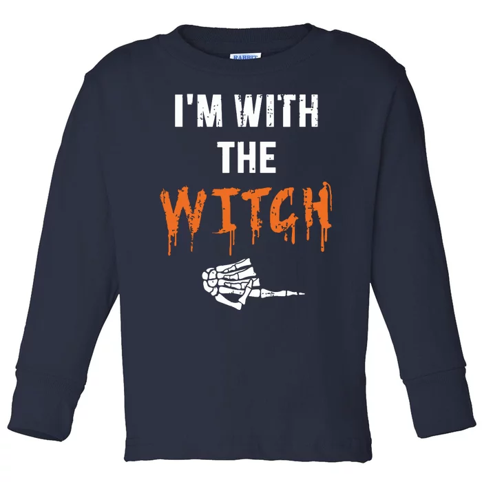 Halloween Shirt For Husbands I'm With The Witch She Be Crazy Toddler Long Sleeve Shirt