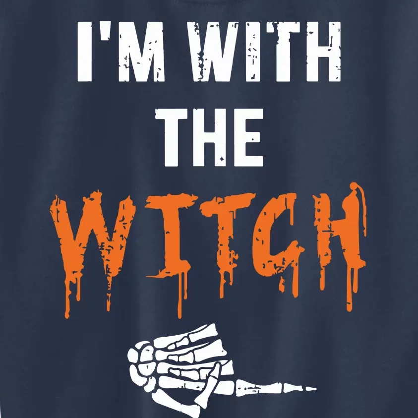 Halloween Shirt For Husbands I'm With The Witch She Be Crazy Kids Sweatshirt