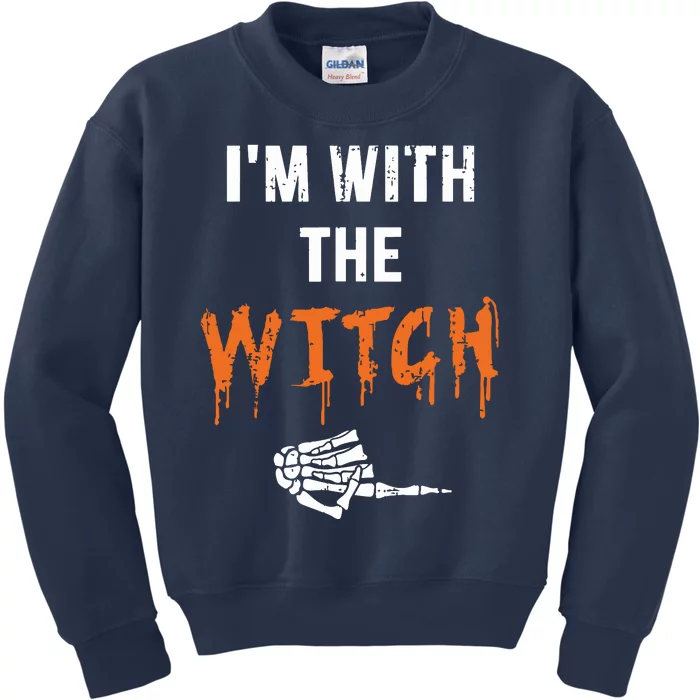 Halloween Shirt For Husbands I'm With The Witch She Be Crazy Kids Sweatshirt