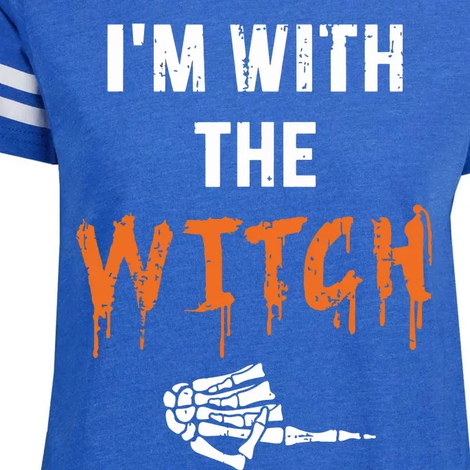 Halloween Shirt For Husbands I'm With The Witch She Be Crazy Enza Ladies Jersey Football T-Shirt