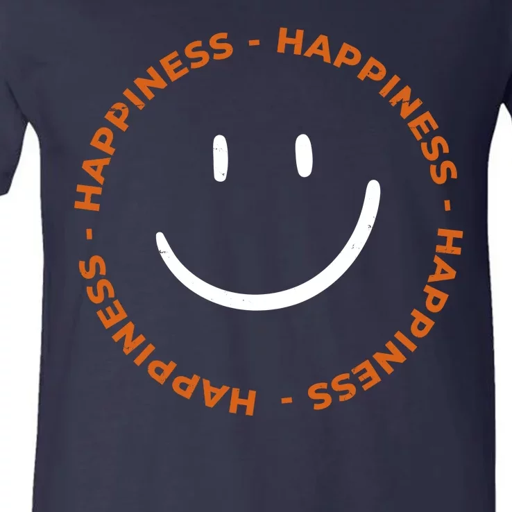 Happiness Smiley Face Be Happy Inspirational V-Neck T-Shirt