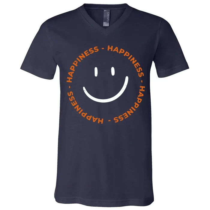 Happiness Smiley Face Be Happy Inspirational V-Neck T-Shirt