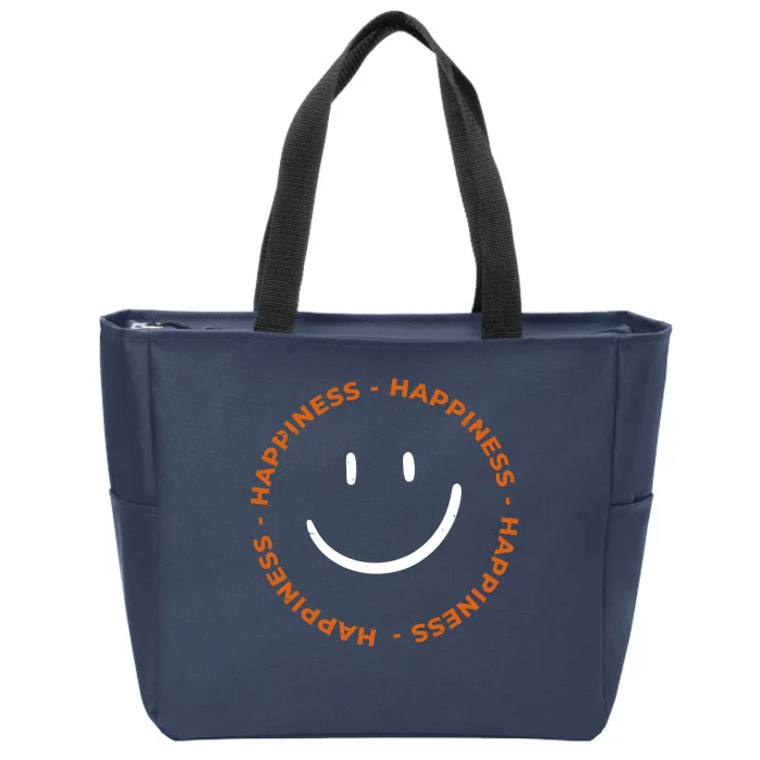 Happiness Smiley Face Be Happy Inspirational Zip Tote Bag