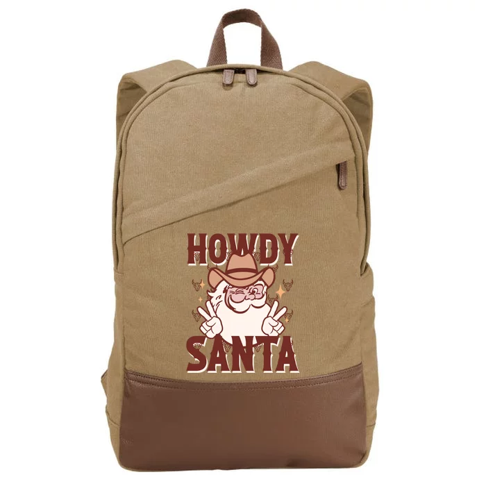 Howdy Santa Funny Christmas Holiday Cotton Canvas Backpack