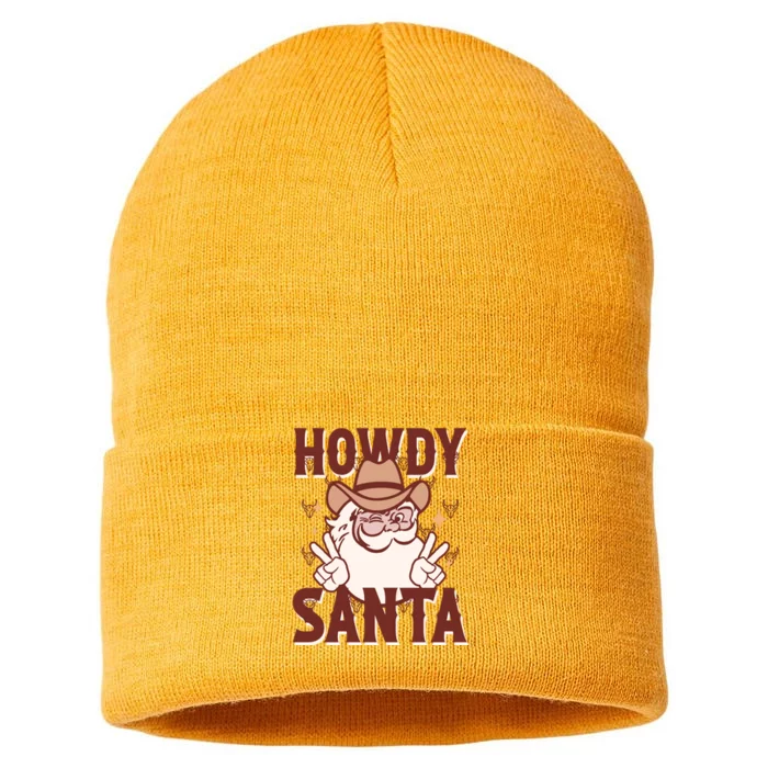 Howdy Santa Funny Christmas Holiday Sustainable Knit Beanie