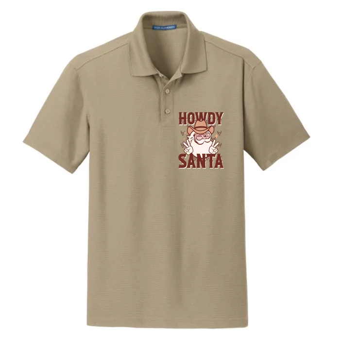 Howdy Santa Funny Christmas Holiday Dry Zone Grid Performance Polo