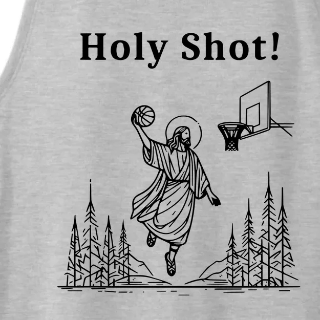 Holy Shot! Funny Jesus Playing Basketball Ladies Tri-Blend Wicking Tank