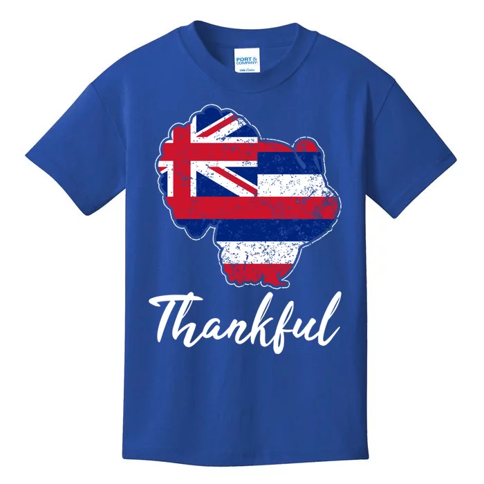 Hawaii State Flag Turkey Thanksgiving Home Celebrations Cute Gift Kids T-Shirt