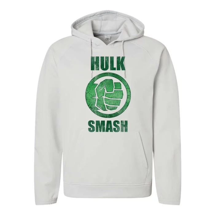 H.U.L.K Smash Fist Circle Logo Green Stone Poster Performance Fleece Hoodie