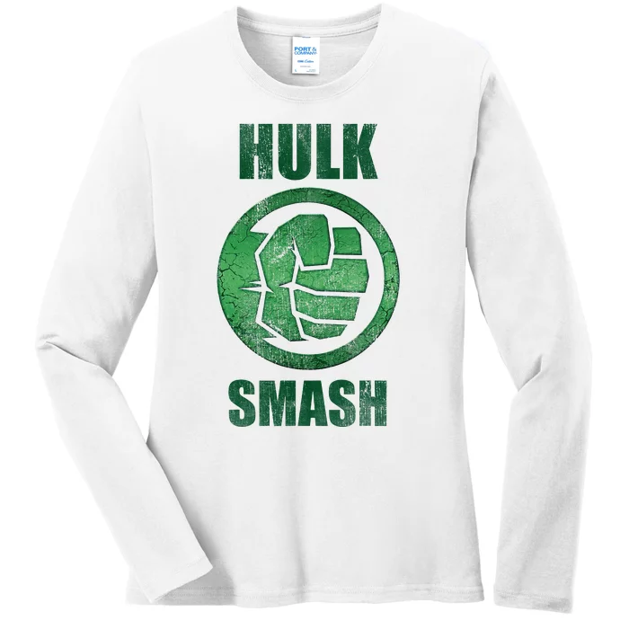 H.U.L.K Smash Fist Circle Logo Green Stone Poster Ladies Long Sleeve Shirt