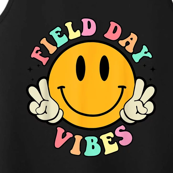 Hippie Smile Face Field Day Vibes Groovy Field Day Performance Tank