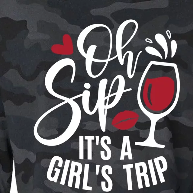 Hello Summer Family Vacation Oh Sip Its A Trip Gift Cropped Pullover Crew