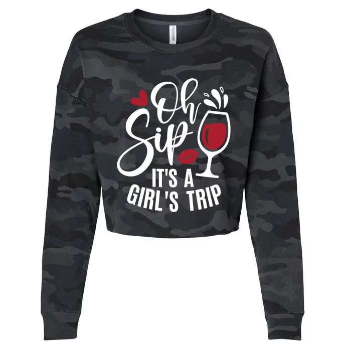 Hello Summer Family Vacation Oh Sip Its A Trip Gift Cropped Pullover Crew