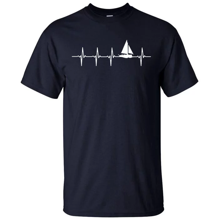 Heartbeat Sailing For Sailors With Sailboat Tall T-Shirt