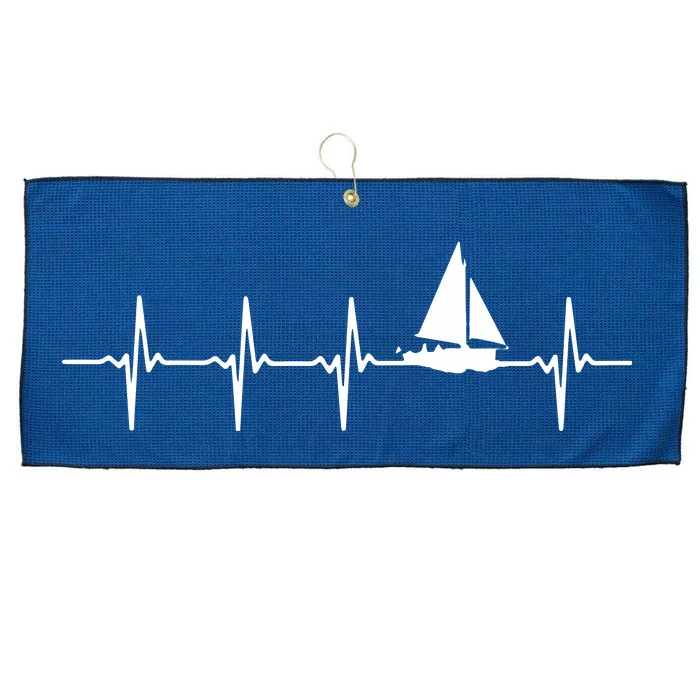 Heartbeat Sailing For Sailors With Sailboat Large Microfiber Waffle Golf Towel