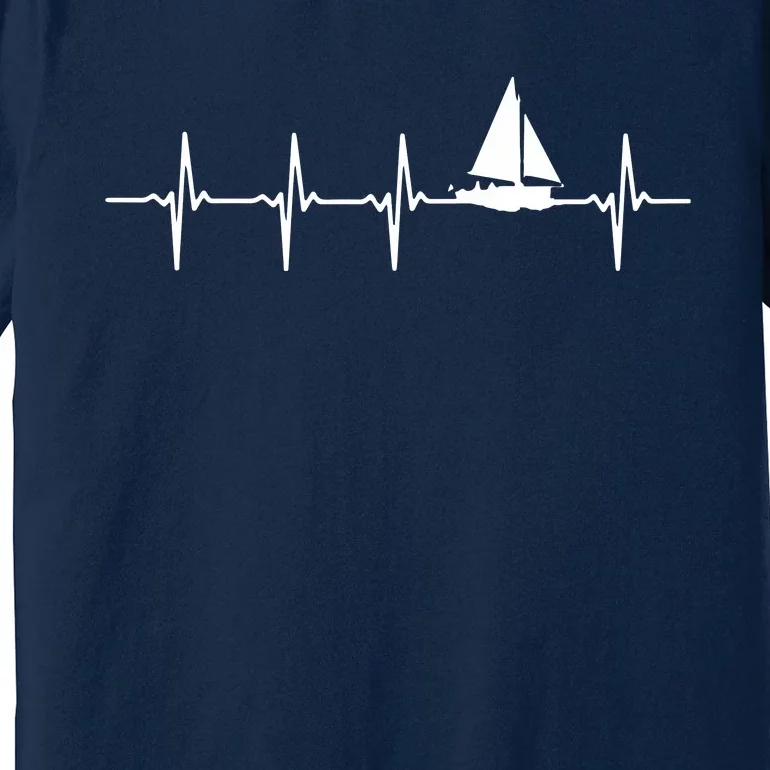 Heartbeat Sailing For Sailors With Sailboat Premium T-Shirt