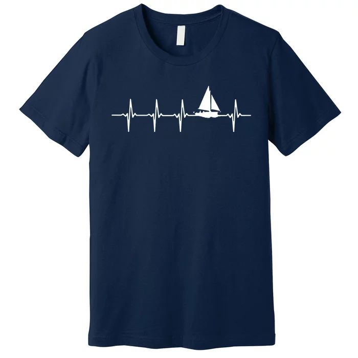 Heartbeat Sailing For Sailors With Sailboat Premium T-Shirt