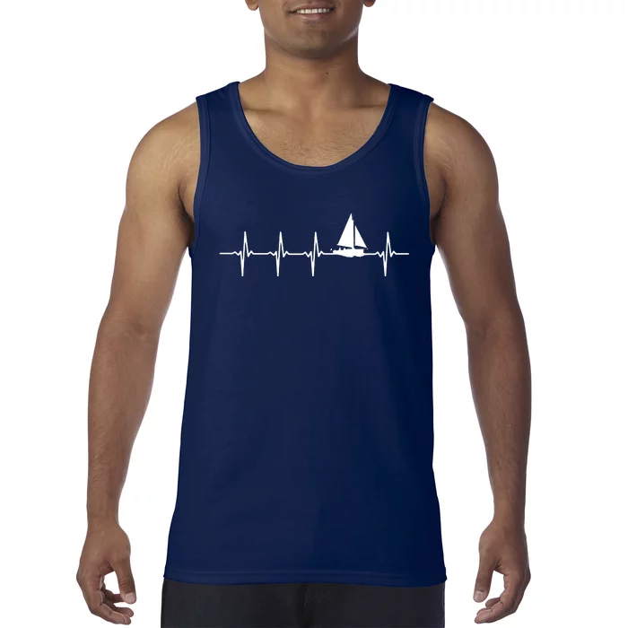 Heartbeat Sailing For Sailors With Sailboat Tank Top