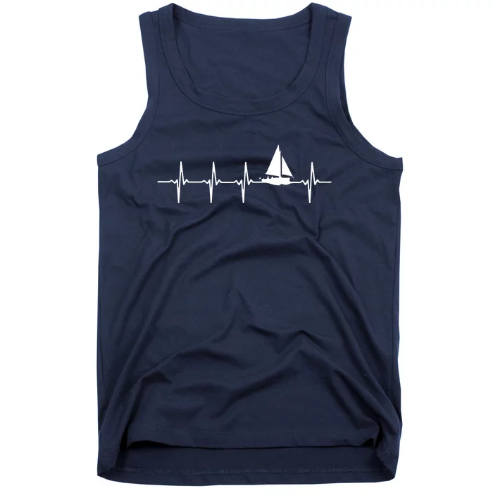 Heartbeat Sailing For Sailors With Sailboat Tank Top