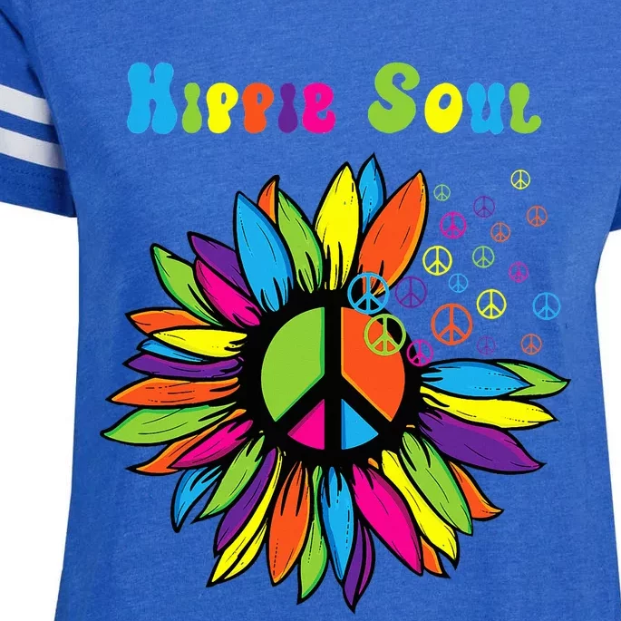 Hippie Soul Funny Peace Sign Daisy Flower Hippies Art Lovers Enza Ladies Jersey Football T-Shirt