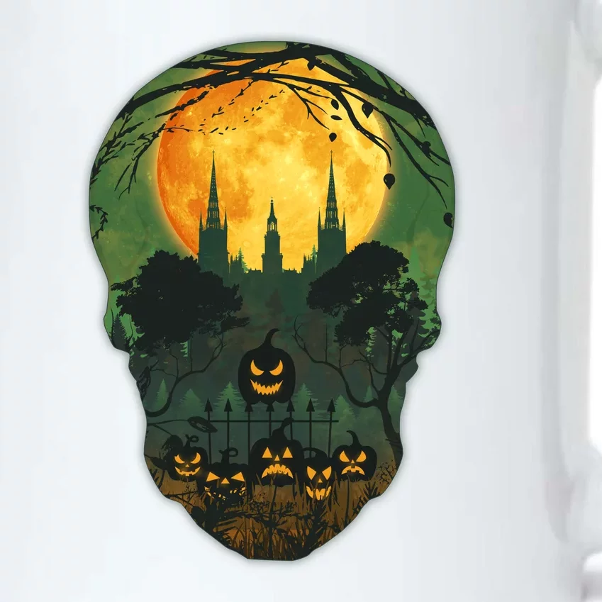 Halloween Spooky Full Moon Castle Skull Black Color Changing Mug