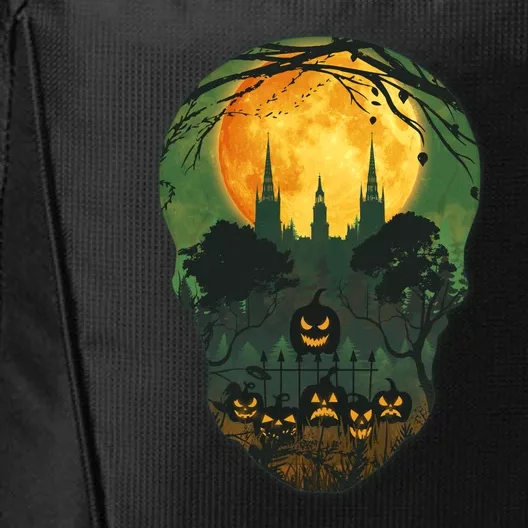 Halloween Spooky Full Moon Castle Skull City Backpack