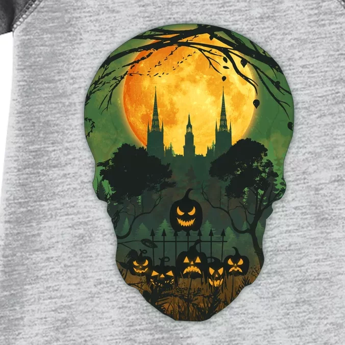 Halloween Spooky Full Moon Castle Skull Infant Baby Jersey Bodysuit