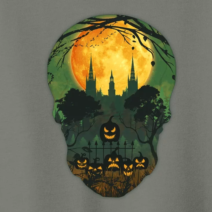 Halloween Spooky Full Moon Castle Skull Toddler T-Shirt