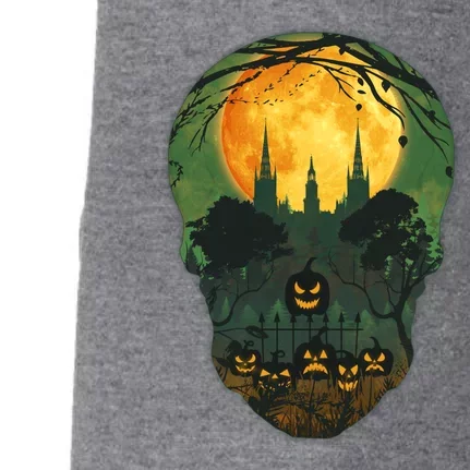 Halloween Spooky Full Moon Castle Skull Doggie 3-End Fleece Hoodie