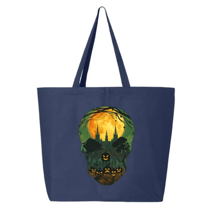 Halloween Spooky Full Moon Castle Skull 25L Jumbo Tote