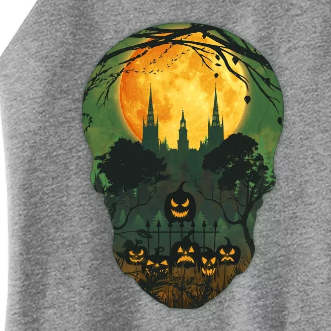 Halloween Spooky Full Moon Castle Skull Women’s Perfect Tri Rocker Tank