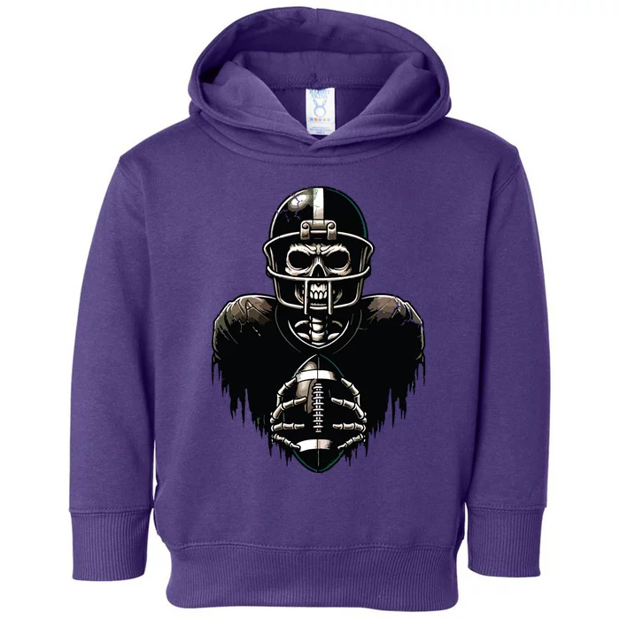 Halloween Skeleton Football Player Spooky Sports Graphic Toddler Hoodie