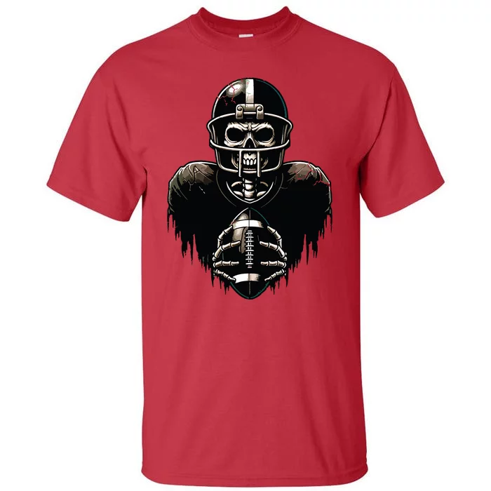 Halloween Skeleton Football Player Spooky Sports Graphic Tall T-Shirt