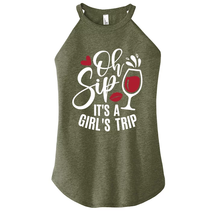 Hello Summer Family Vacation Oh Sip Its A Trip Gift Women’s Perfect Tri Rocker Tank