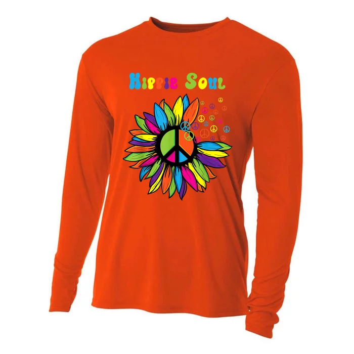 Hippie Soul Funny Peace Sign Daisy Flower Hippies Art Lovers Cooling Performance Long Sleeve Crew